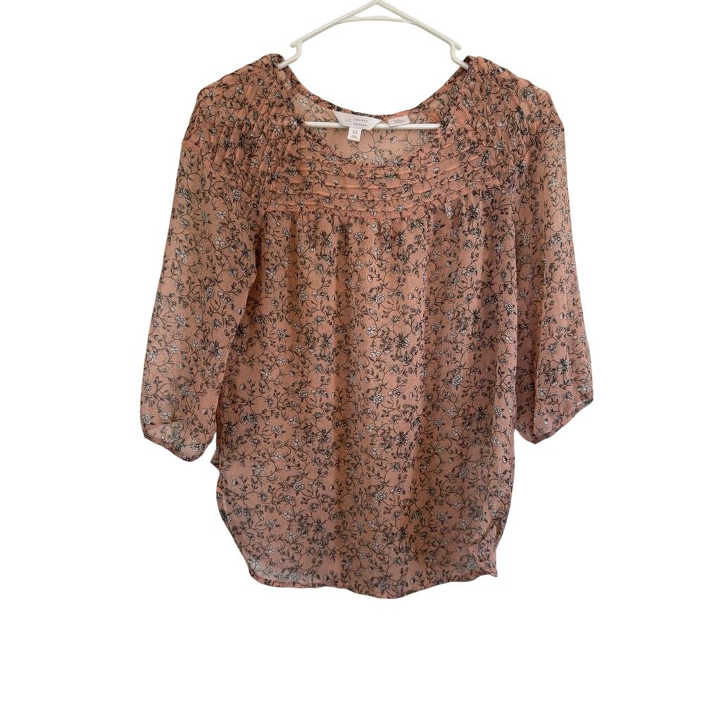 Lauren Conrad's Love Lauren Peachy Pink Sheer Floral Blouse, Women’s Size XS